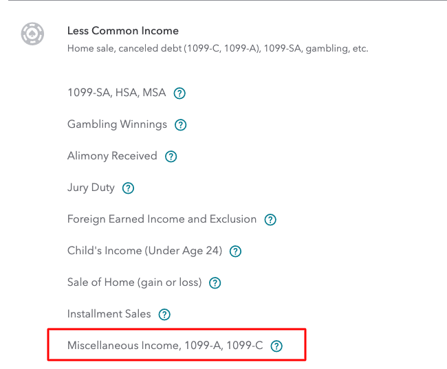 Miscellaneous income in TurboTax