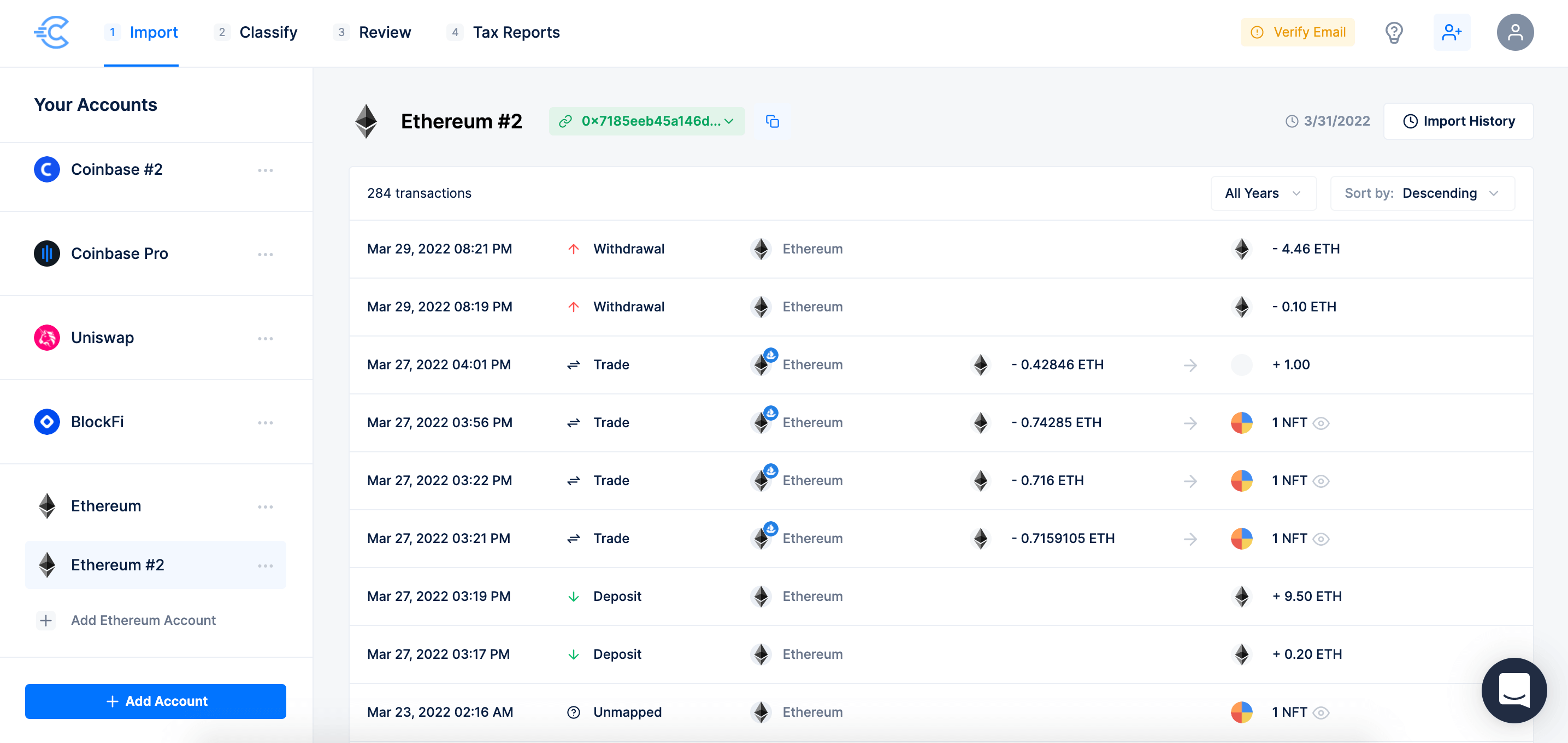 OpenSea taxes in CryptoTrader.Tax