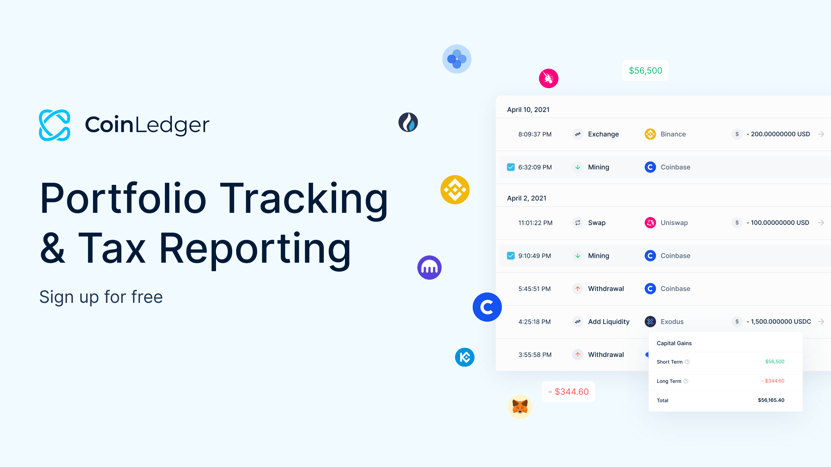 CoinLedger tax reporting and portfolio tracking