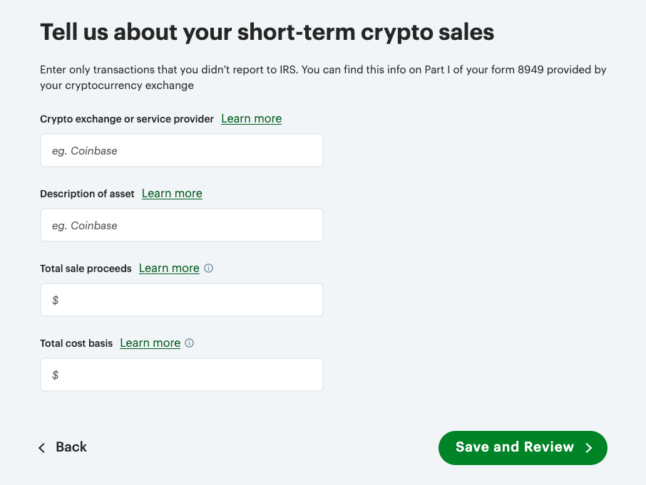 short term crypto sales 