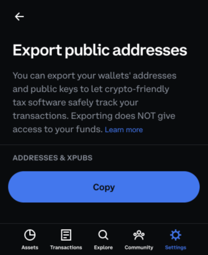 Copy public address in coinbase wallet