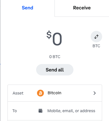 Select which crypto to send