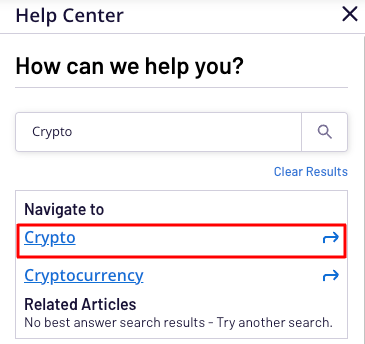 Navigate to crypto section