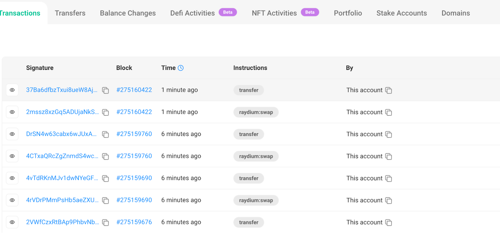 Solscan transactions list